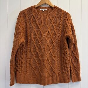 Angel Kiss Womens Preppy Chunky Cable Knit Sweater Size L Smart Hipster Academia